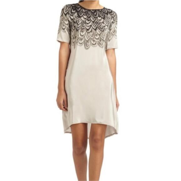 BCBGMaxAzria Tina Silk Feather Print Shirt Dress Medium - Picture 9 of 9